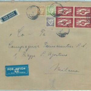 84165 - PORTUGAL - Postal History - Yvt  PA # 7*4 on Lati  COVER to ITALY  1940