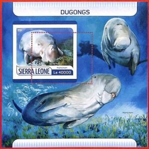 A4549 - SIERRA LEONE - ERROR MISPERF, Hoja de recuerdo: 2017, Dugongos,...