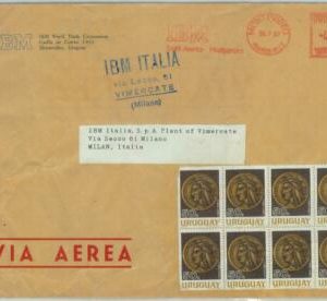 84311 - URUGUAY - Postal History - COVER to ITALY 1967  Red Machine Postmark IBM