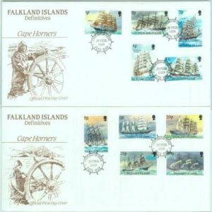 84372 - FALKLAND - Postal History - set of 15 stamps on 3 FDC COVER 1989 - SHIPS