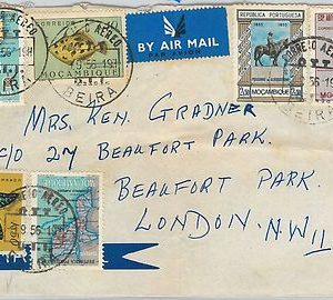 58340 -  Mozambique - POSTAL HISTORY: COVER to LONDON 1956 - BUTTERFLIES fish