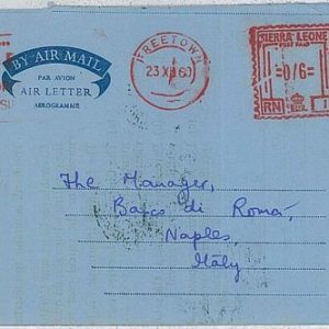 36362  - SIERRA LEONE - Postal History -  AEROGRAMME to ITALY - 1960