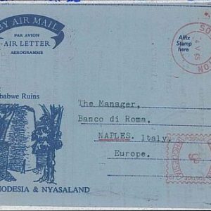 RHODESIA & NYASSALAND - Aerogramme : ZIMBABWE RUINS - mailed to ITALY 1965