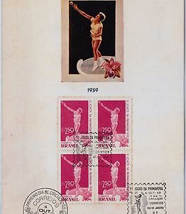 big015 - BRAZIL  ORCHIDS  SPORTS :  FDC MAXIMUM CARD 1959 - stamp in BLOCK OF 4