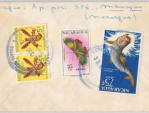 42857  - NICARAGUA  -  POSTAL HISTORY -  COVER  1965 - BUTTERFLIES fish ORCHIDS