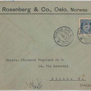 58355 -  NORWAY - POSTAL HISTORY: COVER to ITALY - 1927