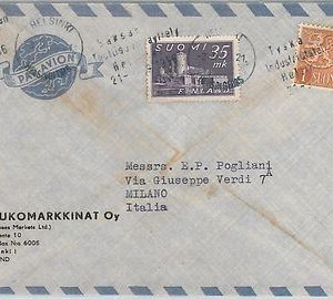58362 -  FINLAND - POSTAL HISTORY: COVER to ITALY - 1956