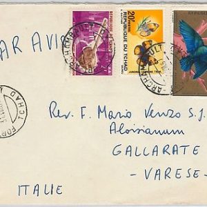 TCHAD -  POSTAL HISTORY COVER to ITALY 1967 -  BIRDS / BUTTERFLIES / MUSIC