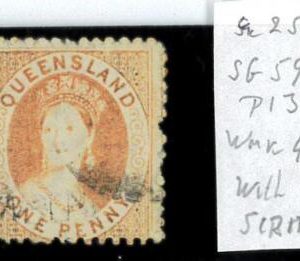 aa5619b - Australia QUEENSLAND - STAMP - SG # 59  Watermark 4 + SCRIPT - USED