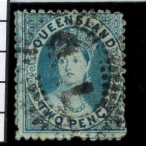 aa5619d - Australia QUEENSLAND - STAMP - SG # 61   SCRIPT big E - USED