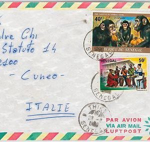 42907   - SENEGAL -  POSTAL HISTORY - COVER to ITALY - FAUNA Chimpanzee / MUSIC