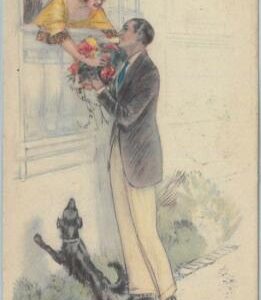 77005 - 1920 VINTAGE POSTCARD - Glamour, Ladies, Dogs, ARTIST SIGNED: Mauzan L.