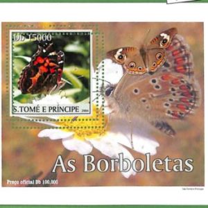A0544 - S. TOME' & PRINCIPE -  ERROR  MISSPERF SHEET -  Butterflies  2004