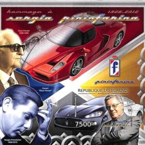 A0171 - BURUNDI - ERROR 2012 IMPERF stamp SHEET: CARS  F1 Maserati FERRARI