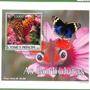 A0552 - S. TOME' & PRINCIPE -  ERROR  MISSPERF SHEET -  Butterflies  2004