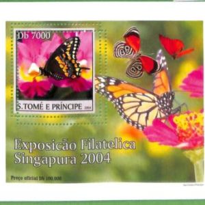 A0550 - S. TOME' & PRINCIPE -  ERROR  MISSPERF SHEET -  Butterflies  2004