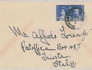 POSTAL HISTORY  cover  -  JAMAICA 1937 to TRIESTE, ITALY