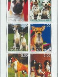 M1878 - TAJIKISTAN, 1999 MINIATURE SHEET: Dogs, Chihuahuas, Boxers, Dalmatians
