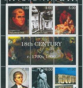 M1906 - TAJIKISTAN,1999 MINIATURE SHEET: Millennium, 18th century, Art, Religion