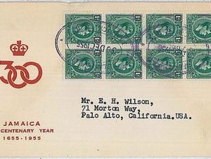 POSTAL HISTORY  cover  -  JAMAICA 1955 : Williamsfield to USA