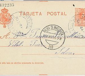 55954 - SPAIN - POSTAL STATIONERY CARD from SANTA EUGENIA matasello VIOLETA 1915