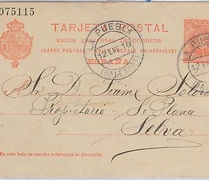 55949 - SPAIN - POSTAL HISTORY: POSTAL STATIONERY CARD from LA PUEBLA 1910