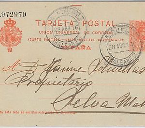 55953 - SPAIN - POSTAL HISTORY: POSTAL STATIONERY CARD  from LA PUEBLA  1916