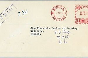 63095 - THAILAND - POSTAL HISTORY - MECHANICAL POSTMARK on COVER to SWEDEN 1963