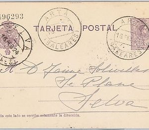 55946  - SPAIN - POSTAL HISTORY: POSTAL STATIONERY CARD  from ARTA to SELVA 1924