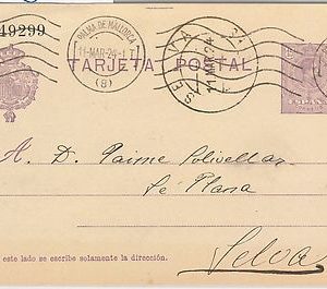 55951  - SPAIN - POSTAL HISTORY: POSTAL STATIONERY CARD from PALMA to SELVA 1924