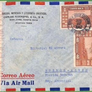 af3625 - COSTA RICA - POSTAL HISTORY - Censored AIRMAIL COVER  - 1942 FOOTBALL