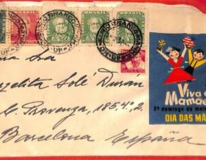 aa3599  - BRAZIL - POSTAL HISTORY -   COVER to  SPAIN 1950's