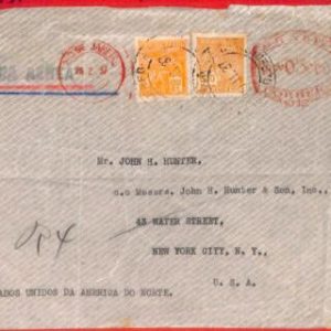 aa3603  - BRAZIL - POSTAL HISTORY -  3,700 Rs on AIRMAIL COVER to the USA 1937