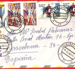 aa3607 - BRAZIL - POSTAL HISTORY -  AIRMAIL  COVER to  SPAIN 1983  Basketball