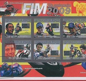 FRENCH GUINEA - ERROR, 2008 MISPERF SHEET: MOTORBIKES, FIM, Valentino Rossi