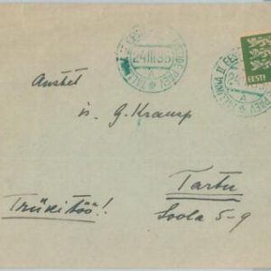75034 - ESTONIA  - POSTAL HISTORY -  COVER with nice BLUE POSTMARK 1935