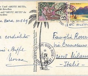 French Colonies:   French Polynesia -  POSTAL HISTORY: POSTCARD to ITALY 1969