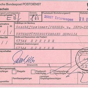 56032 -   SOMALIA -  POSTAL HISTORY: UN GERMAN FORCES in SOMALIA 1994 - WAR