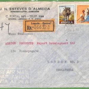 af3701 - ANGOLA  - POSTAL HISTORY - Registered COVER 1962 - Sports WATER POLO