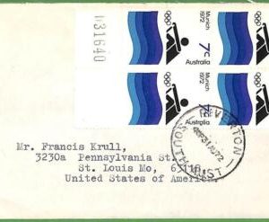 af3698 - AUSTRALIA - POSTAL HISTORY - COVER - Olympic Games ROWING Canoes - 1972