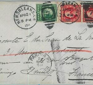 91360 - USA - POSTAL HISTORY - COVER from NEW ORLEANS to FRANCE 1911