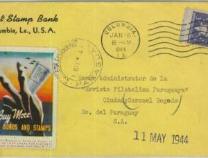 91417 - USA - POSTAL HISTORY - WAR BONDS poster Stamp on COVER to PARAGUAY 1944