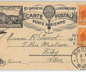 60225 - LUXEMBOURG -  BALLOON FLIGHT special POSTCARD & POSTMARK 1927 Muller #3