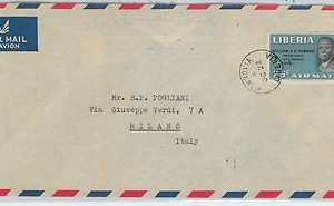 6130 - LIBERIA - POSTAL HISTORY - COVER to ITALY 1954