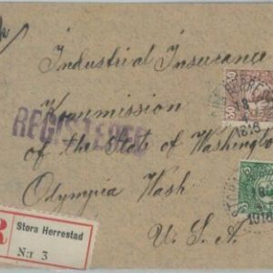 82183  -  SWEDEN - POSTAL HISTORY - REGISTERED COVER  to  USA  1916