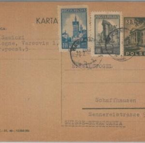 75354 - POLAND  - POSTAL HISTORY -  STATIONERY  CARD with ADDED STAMPS 1947