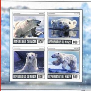 A1412 -  Niger -  IMPERF Stamp Sheet - 2017  Animals Polar Bear