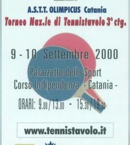 67902 - ITALY - POSTAL HISTORY - EVENT POSTCARD Postmark: Ping Pong 2000 CATANIA