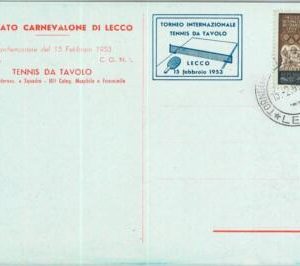 95588 -  ITALY -  POSTAL HISTORY - EVENT  POSTMARK & card  PING PONG 1953  LECCO