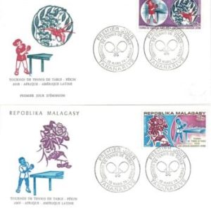 95616  - MADAGASCAR  - POSTAL HISTORY -  Set of 2 FDC COVERS : PING PONG  1974